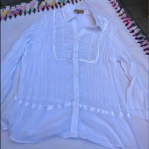 Sheer White English Floral Shirt